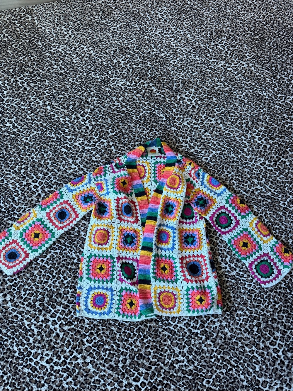 FARM Rio Multicolor Crochet Granny Square Jacket